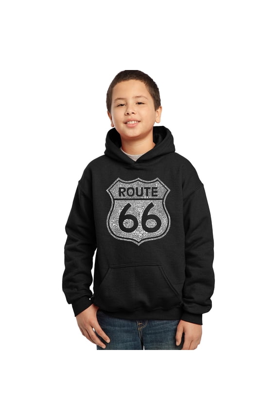 Boy's Word Art Hooded Sweatshirt - CITIES ALONG THE LEGENDARY ROUTE 66