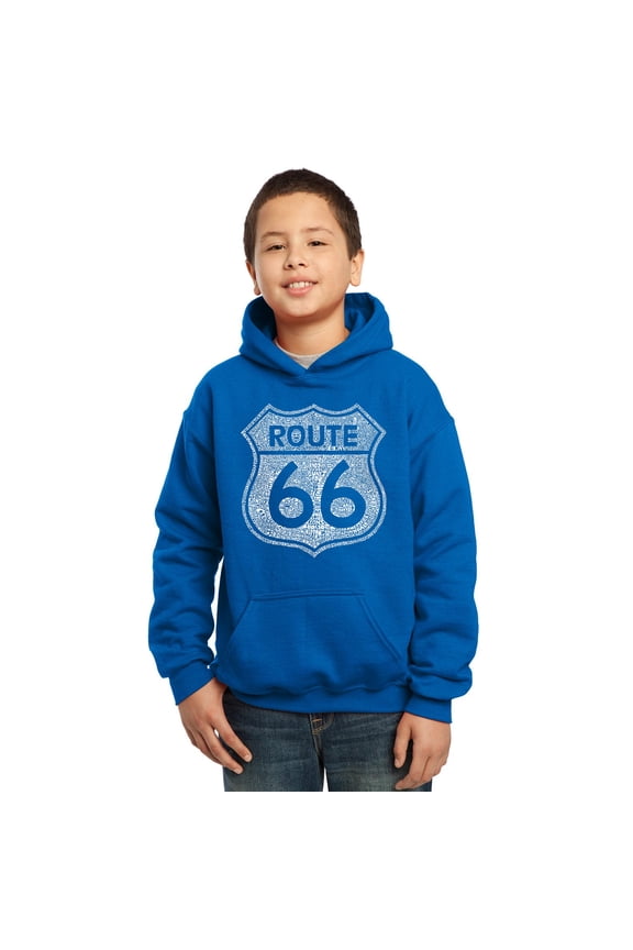Boy's Word Art Hooded Sweatshirt - CITIES ALONG THE LEGENDARY ROUTE 66