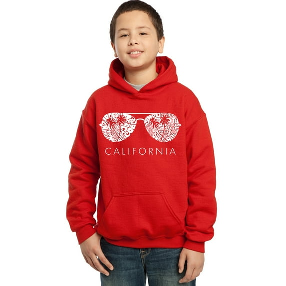 LA Pop Art Boy's Word Art Hooded Sweatshirt - California Shades