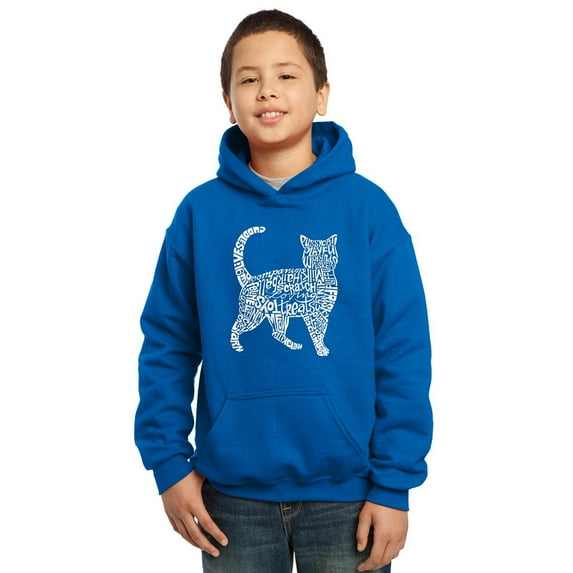 LA Pop Art Boy's Word Art Hooded Sweatshirt - Cat