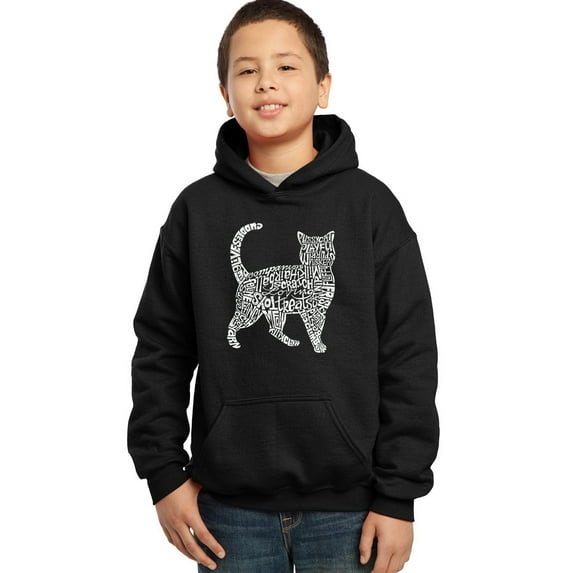 LA Pop Art Boy's Word Art Hooded Sweatshirt - Cat