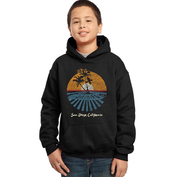 LA Pop Art Boy's Word Art Hooded Sweatshirt - Cities In San Diego
