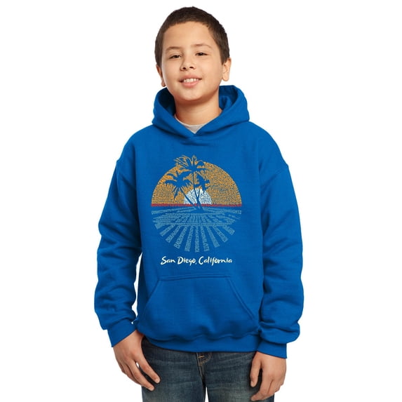 LA Pop Art Boy's Word Art Hooded Sweatshirt - Cities In San Diego