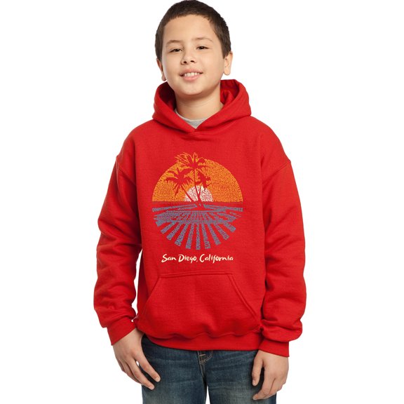 LA Pop Art Boy's Word Art Hooded Sweatshirt - Cities In San Diego