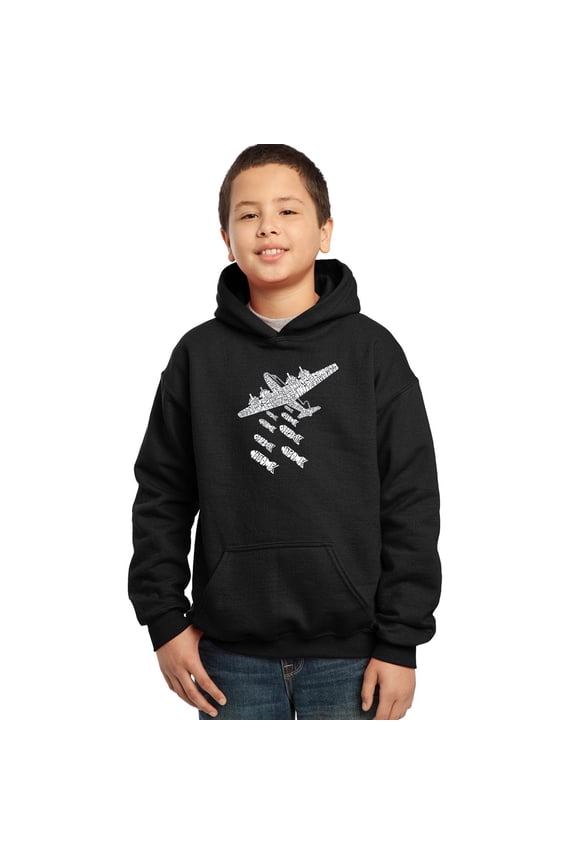 Boy's Word Art Hooded Sweatshirt - DROP BEATS NOT BOMBS
