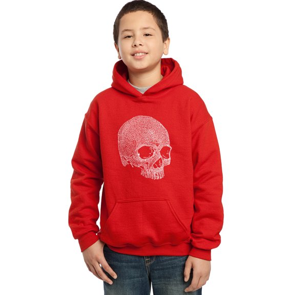 LA Pop Art Boy's Word Art Hooded Sweatshirt - Dead Inside Skull