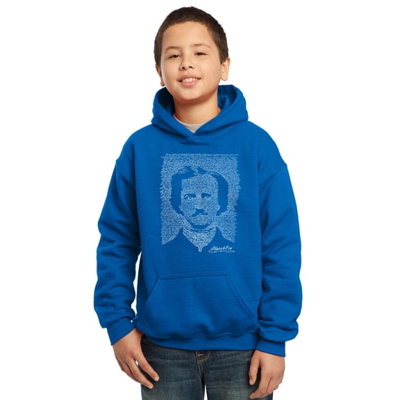 LA Pop Art Boy's Word Art Hooded Sweatshirt - EDGAR ALLEN POE - THE RAVEN