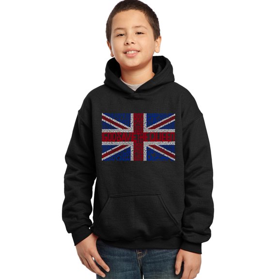 LA Pop Art Boy's Word Art Hooded Sweatshirt - God Save The Queen