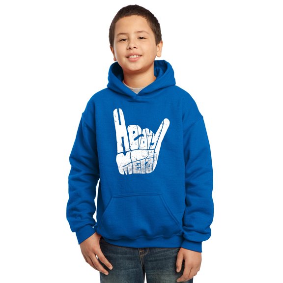 LA Pop Art Boy's Word Art Hooded Sweatshirt - Heavy Metal