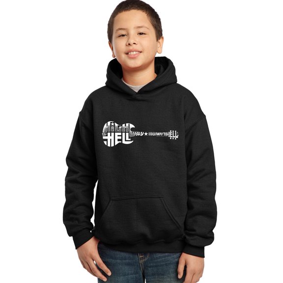 LA Pop Art Boy's Word Art Hooded Sweatshirt - Highway to Hell
