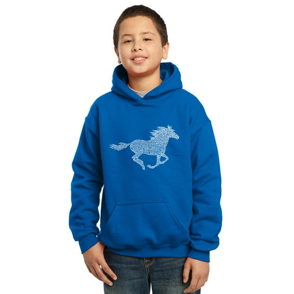 LA Pop Art Boy's Word Art Hooded Sweatshirt - Horse Breeds