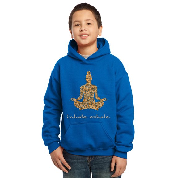 LA Pop Art Boy's Word Art Hooded Sweatshirt - Inhale Exhale