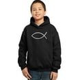 thumbnail image 1 of LA Pop Art Boy's Word Art Hooded Sweatshirt - JESUS FISH, 1 of 2