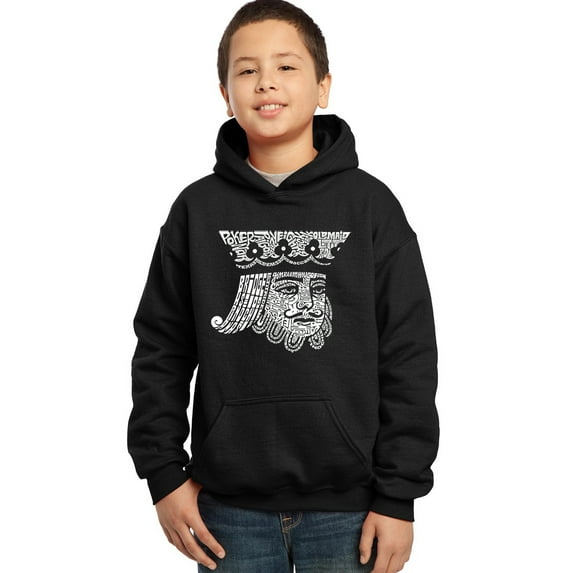 LA Pop Art Boy's Word Art Hooded Sweatshirt - King of Spades