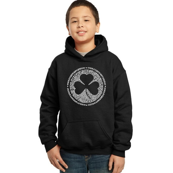 LA Pop Art Boy's Word Art Hooded Sweatshirt - LYRICS TO WHEN IRISH EYES ARE SMILING