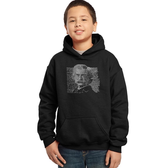 LA Pop Art Boy's Word Art Hooded Sweatshirt - Mark Twain