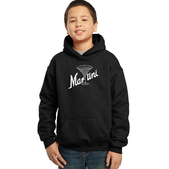 LA Pop Art Boy's Word Art Hooded Sweatshirt - Martini
