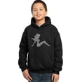 thumbnail image 1 of LA Pop Art Boy's Word Art Hooded Sweatshirt - Mudflap Girl - Keep on Truckin, 1 of 2
