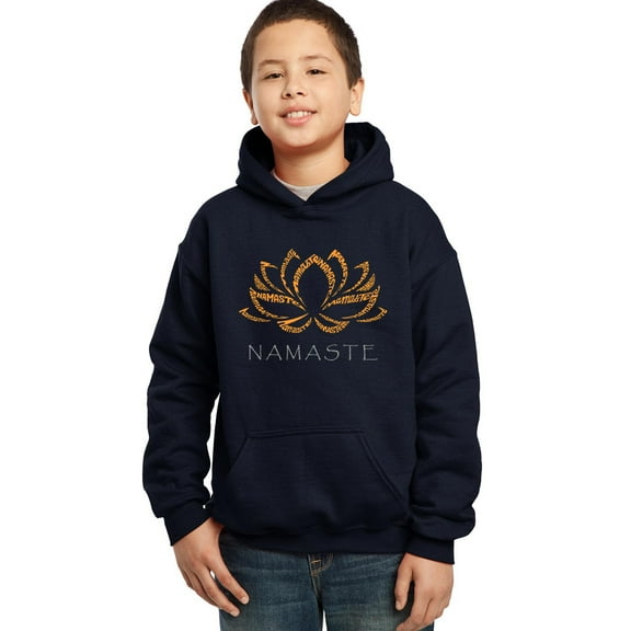 LA Pop Art Boy's Word Art Hooded Sweatshirt - Namaste