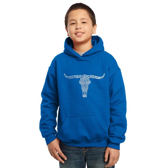 LA Pop Art Boy's Word Art Hooded Sweatshirt - Names of Legendary Outlaws