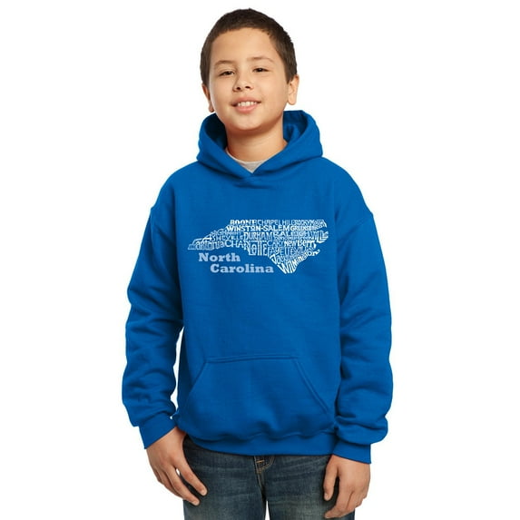 LA Pop Art Boy's Word Art Hooded Sweatshirt - North Carolina