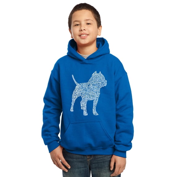 LA Pop Art Boy's Word Art Hooded Sweatshirt - Pitbull