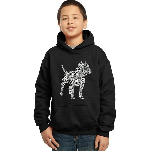 LA Pop Art Boy's Word Art Hooded Sweatshirt - Pitbull
