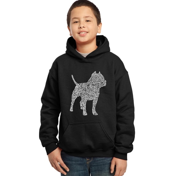 LA Pop Art Boy's Word Art Hooded Sweatshirt - Pitbull