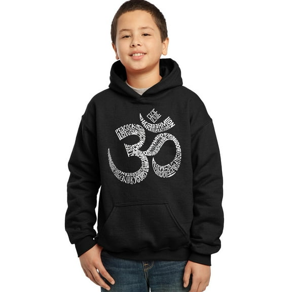 LA Pop Art Boy's Word Art Hooded Sweatshirt - Poses OM