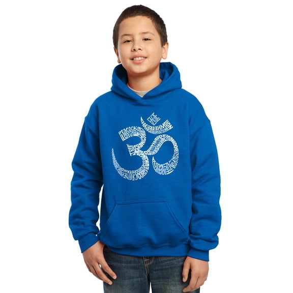 LA Pop Art Boy's Word Art Hooded Sweatshirt - Poses OM