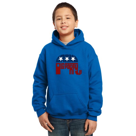 LA Pop Art Boy's Word Art Hooded Sweatshirt - REPUBLICAN - GRAND OLD PARTY