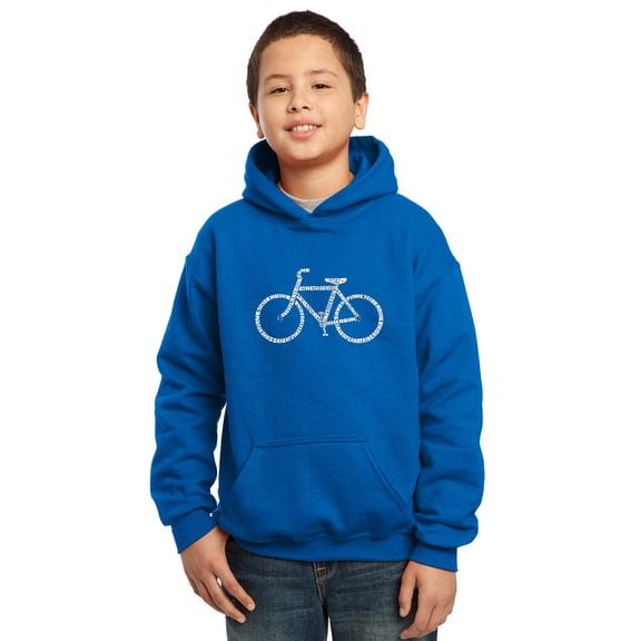 LA Pop Art Boy's Word Art Hooded Sweatshirt - SAVE A PLANET, RIDE A BIKE