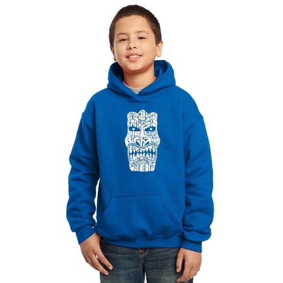 LA Pop Art Boy's Word Art Hooded Sweatshirt - TIKI - BIG KAHUNA