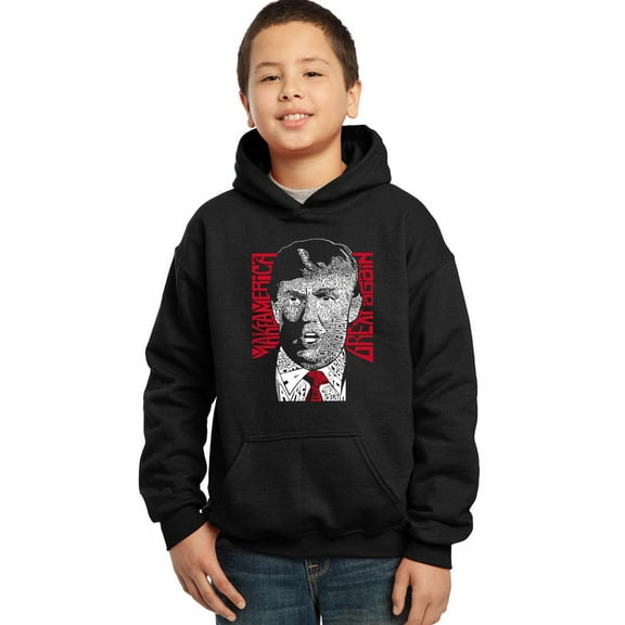LA Pop Art Boy's Word Art Hooded Sweatshirt - TRUMP - Make America Great Again
