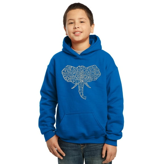 LA Pop Art Boy's Word Art Hooded Sweatshirt - Tusks