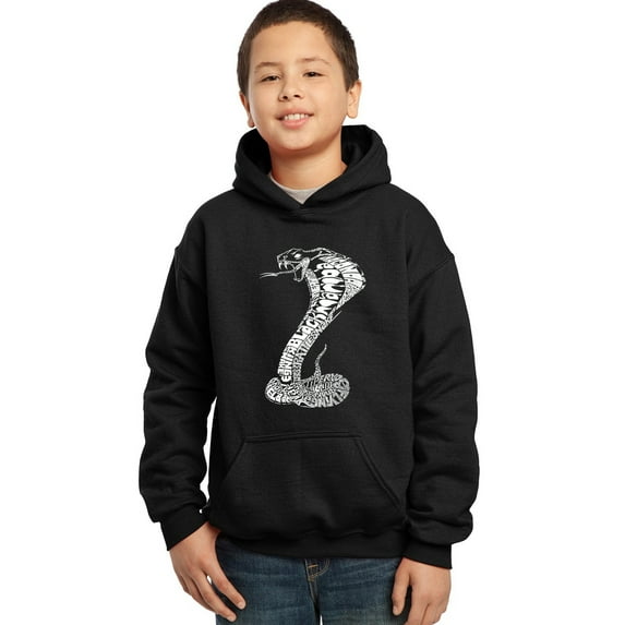LA Pop Art Boy's Word Art Hooded Sweatshirt - Tyles of Snakes