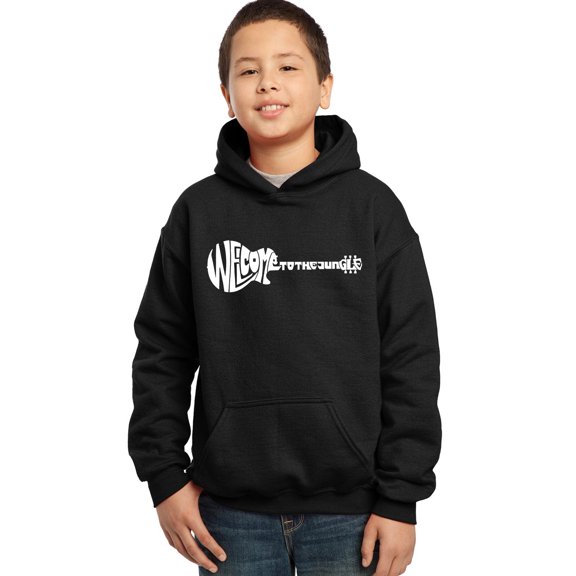 LA Pop Art Boy's Word Art Hooded Sweatshirt - Welcome to the Jungle