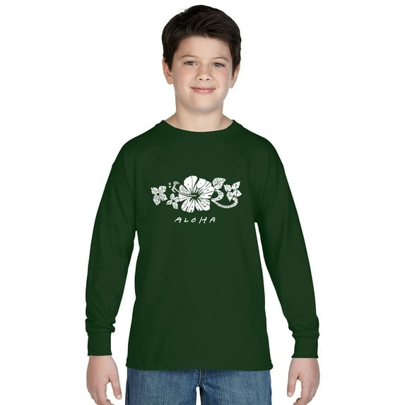 LA Pop Art Boy's Word Art Long Sleeve - ALOHA