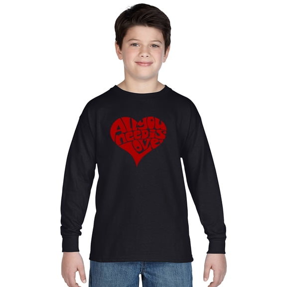 LA Pop Art Boy's Word Art Long Sleeve - All You Need Is Love