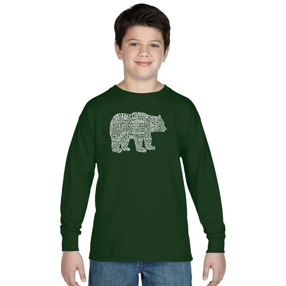 LA Pop Art Boy's Word Art Long Sleeve - Bear Species