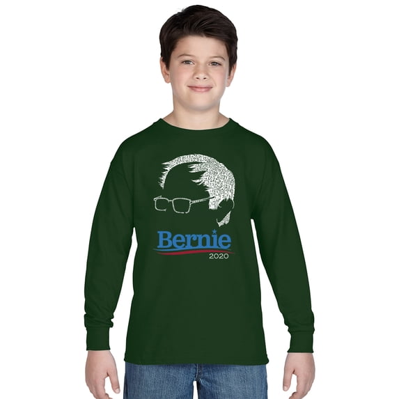LA Pop Art Boy's Word Art Long Sleeve - Bernie Sanders 2020