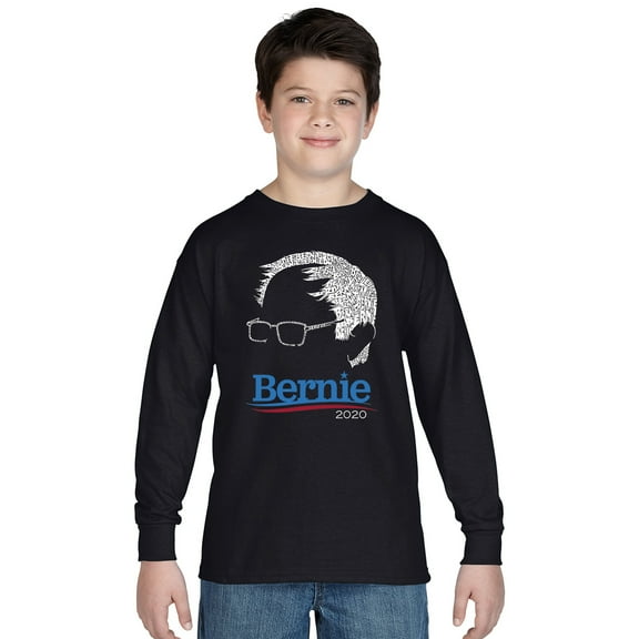 LA Pop Art Boy's Word Art Long Sleeve - Bernie Sanders 2020