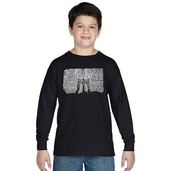 LA Pop Art Boy's Word Art Long Sleeve - Brooklyn Bridge