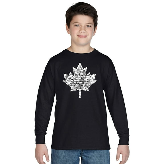 LA Pop Art Boy's Word Art Long Sleeve - CANADIAN NATIONAL ANTHEM