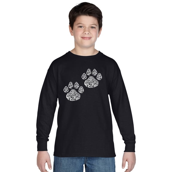 LA Pop Art Boy's Word Art Long Sleeve - Cat Mom