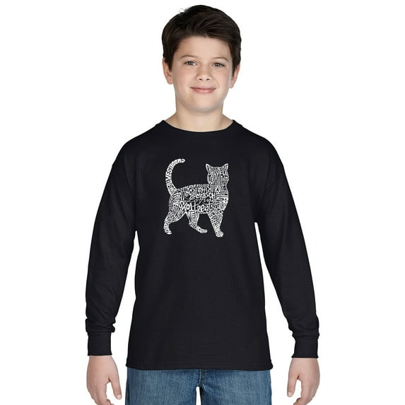 LA Pop Art Boy's Word Art Long Sleeve - Cat
