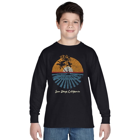 LA Pop Art Boy's Word Art Long Sleeve - Cities In San Diego