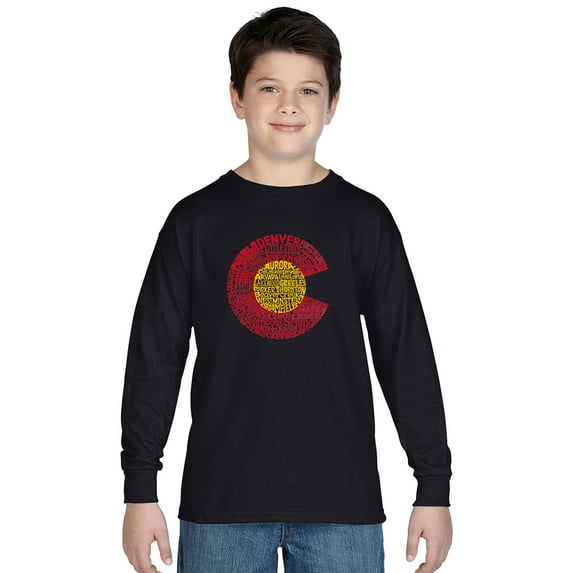 LA Pop Art Boy's Word Art Long Sleeve - Colorado