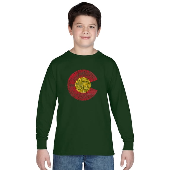 LA Pop Art Boy's Word Art Long Sleeve - Colorado