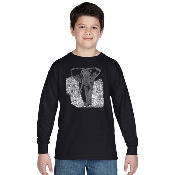 LA Pop Art Boy's Word Art Long Sleeve - ELEPHANT